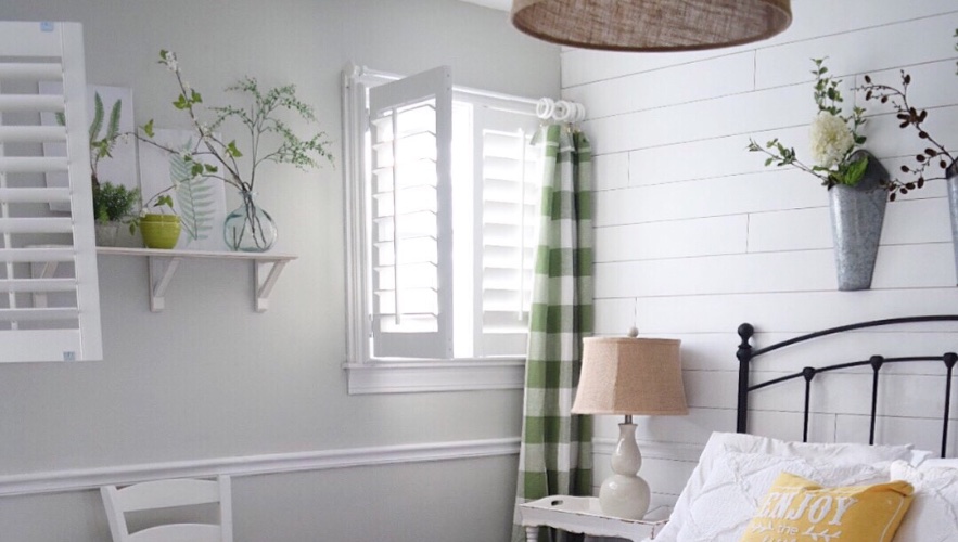 Plantation shutters in a bright room